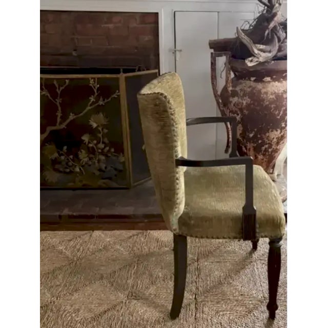 Mid 20th Century Mid Century Arm Chair in Velvet With Nail Heads For Sale - Image 5 of 11