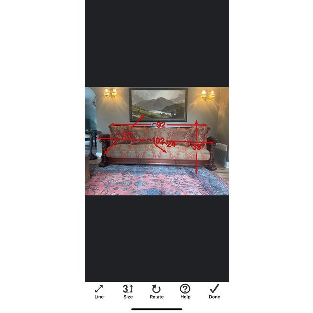 1940s Hand Carved Mahogany Sofa, Two Matching Chairs Available For Sale - Image 4 of 12