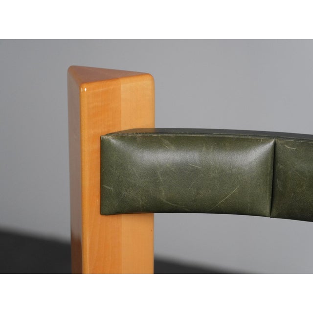 Architectural Wood and Leather Bar Stools, Netherlands, 1990s, Set of 3 For Sale - Image 10 of 11