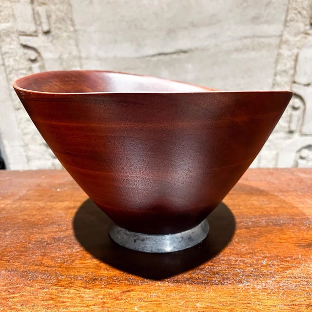 1970s Web Silver Mahogany Wood Bowl Philadelphia For Sale - Image 4 of 10