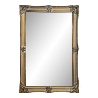Vintage French Provincial Soft Gold Solid Wood Wall Mirror For Sale