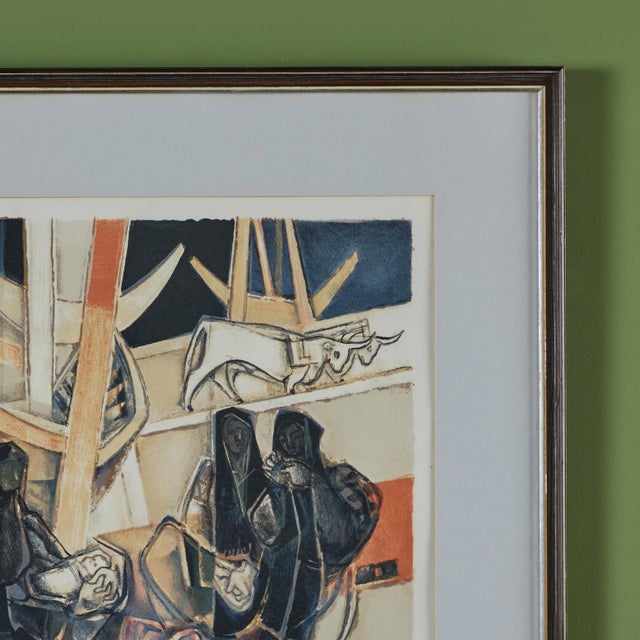 Printmaking Materials Georges Dayez Femmes Devant Un Barque Lithograph For Sale - Image 7 of 9