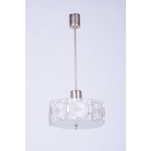 Mid-Century Czech Chrome Pendant Light attributed to Kamenický Šenov, 1950s For Sale - Image 13 of 13