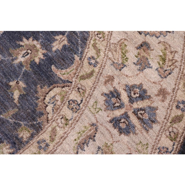 Bohemian Ziegler Gray/Blue Wool Runner Rug- 6'1'' X 6'2'' For Sale In New York - Image 6 of 10