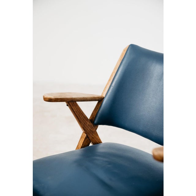 Vintage Lounge Chair in Wood and Blue Skai from Dal Vera, 1950s For Sale - Image 4 of 16