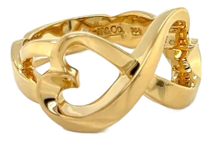 Tiffany & Co. Picasso Infinity 18k Yellow Gold Double Hearts Ring - Size 5.5