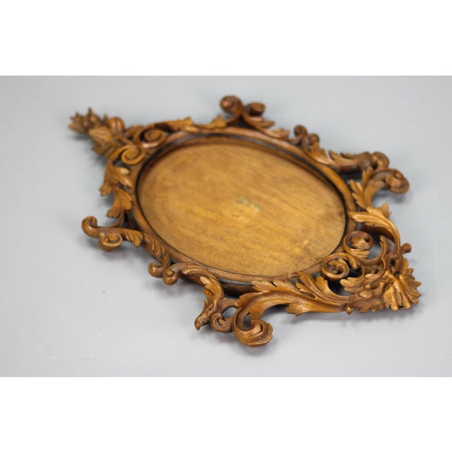 Late 19th Century Carved Walnut Oval Picture Frame, France, 1890s For Sale - Image 13 of 18