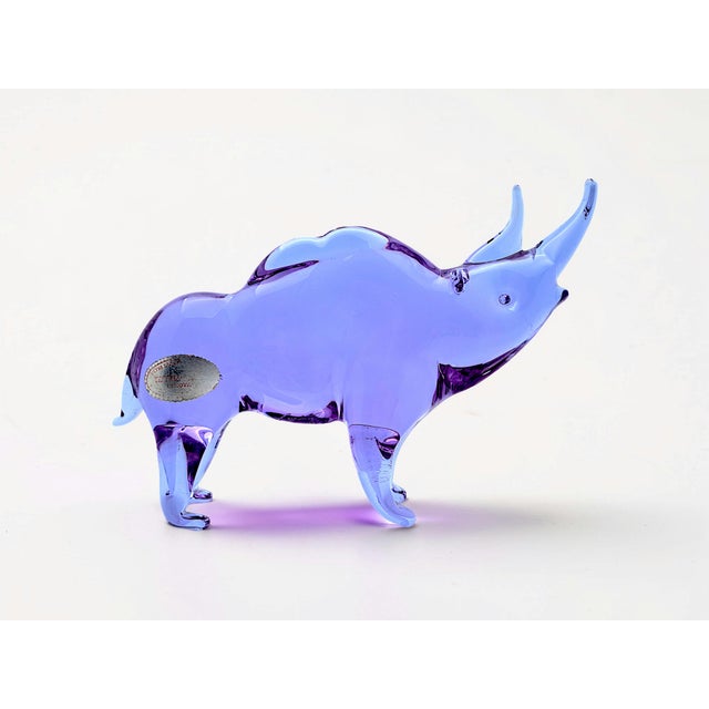 Rhinoceros Sculpture in Alexandrite Murano Glass from Licio Zanetti, 1960s For Sale - Image 9 of 9