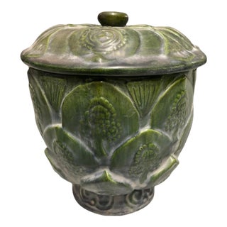 Vintage Mid-Century Modern Artichoke Footed Ceramic Jar With Lid For Sale