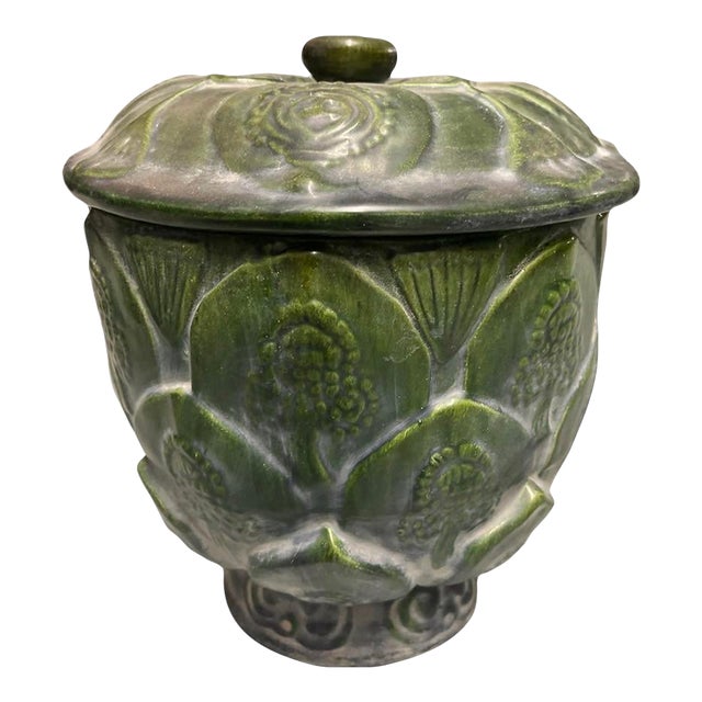Vintage Mid-Century Modern Artichoke Footed Ceramic Jar With Lid For Sale