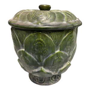 Vintage Mid-Century Modern Artichoke Footed Ceramic Jar With Lid