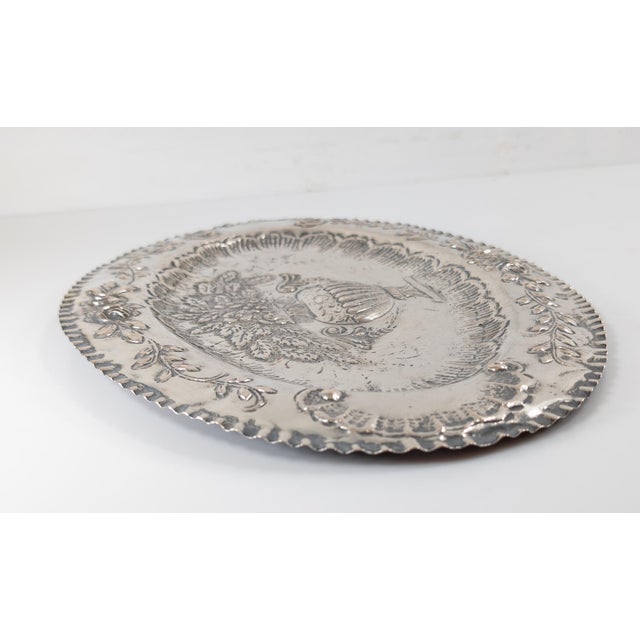 Silver 19th Century Spanish Silver Repousse Tray With Floral Design, Madrid Hallmarks For Sale - Image 8 of 12