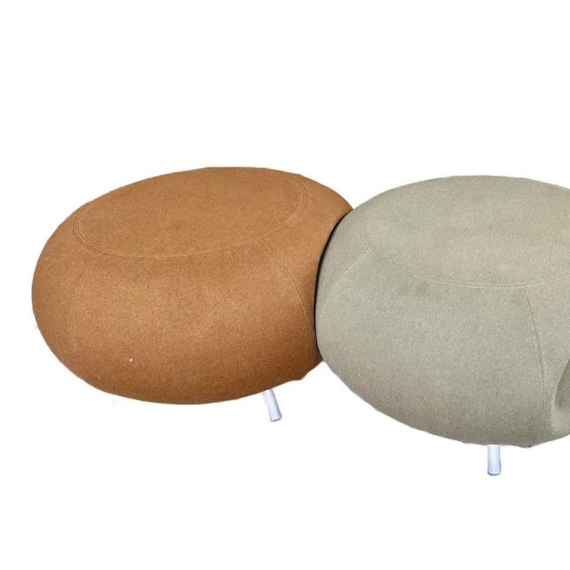 Warm brown ottoman (sage green in separate listing) from Allermuir’s Pebble line. It is the scalloped models, allowing for...