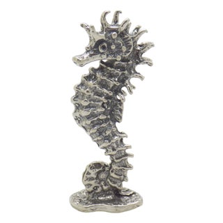 Vintage Italian Handmade Silver Seahorse Miniature, 1970s For Sale
