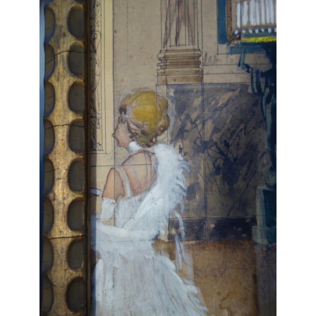 Original gouache & ink masterwork on paper. The artist captures the magnificence of the era with precise architectural...