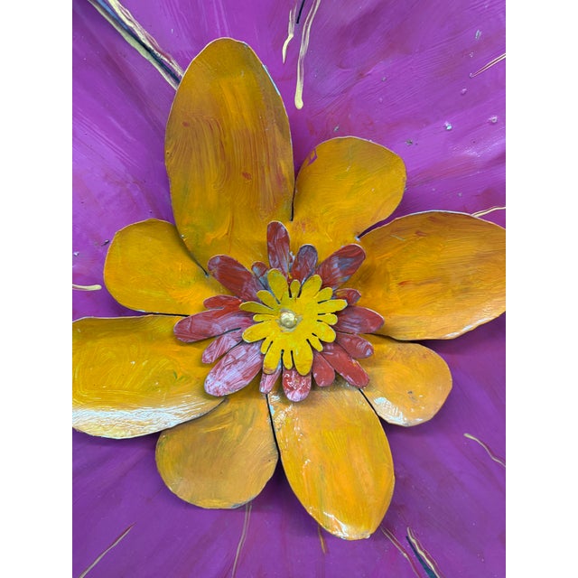 Pat & Andre Juneau Metal Flower Wall Sculpture, Extra Large For Sale - Image 4 of 12