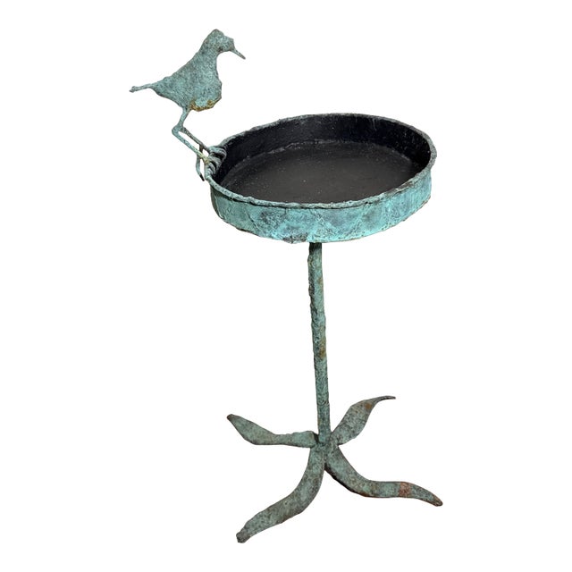 Early 21st Century Bronze Artist Made Brutalist Style Bird Bath Sculpture For Sale