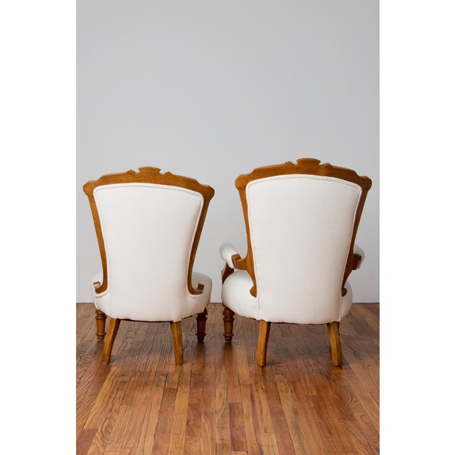 Late 19th Century Lady and Gentleman Set of 19th Century Antique Chairs For Sale - Image 5 of 8