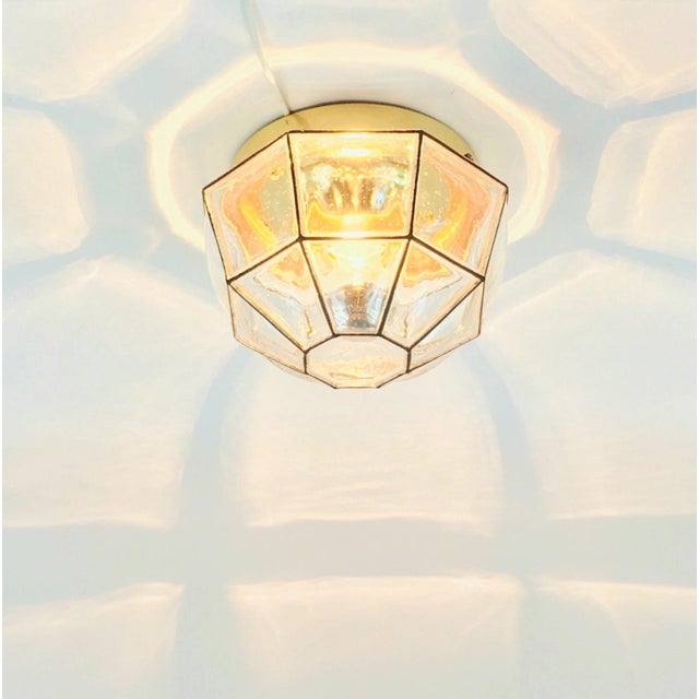 Metal Mid-Century Modern Glass and Brass Ceiling Ligh from Limburg, Germany, 1960s For Sale - Image 7 of 13