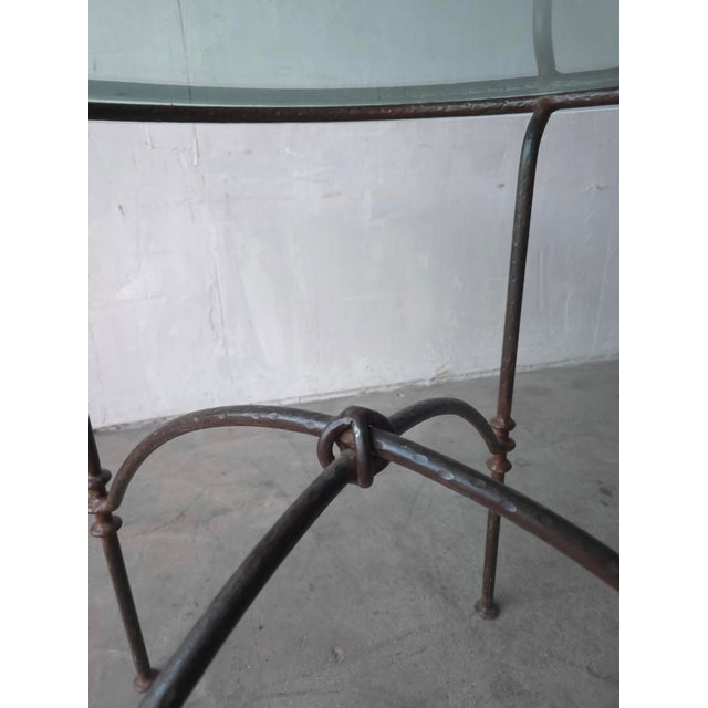 1970s Forged Iron and Glass Dining or Patio Table After Giacometti For Sale - Image 9 of 10