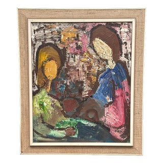 Gösta Falck, Girls in Interior, 1960s, Oil on Canvas, Framed For Sale