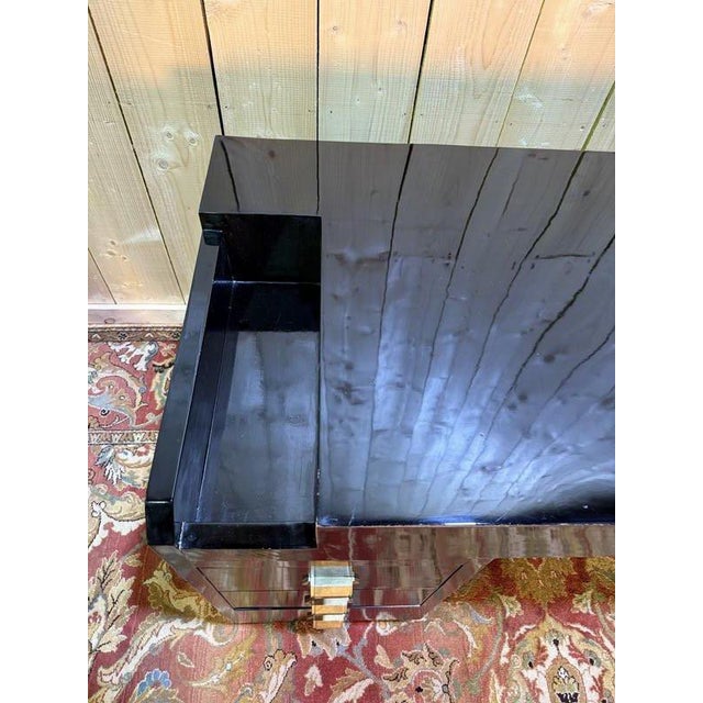 Art Deco Style Black Lacquered Desk and Chair, Set of 2 For Sale - Image 5 of 11