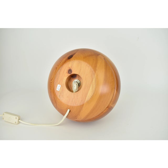 Brown Modernist Pine Wood Table Light, 1970s For Sale - Image 8 of 11