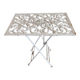 Mid 20th Century Shabby Chic Ornate Folding Metal Side Table For Sale