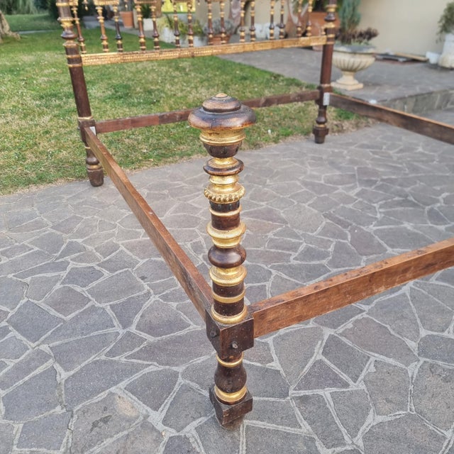 Antique Walnut Bed with Gilding, 1650 For Sale - Image 10 of 17