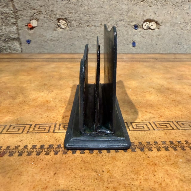 Animal Skin Vintage Dark Green Leather Letter Rack Mail Sorter For Sale - Image 7 of 10