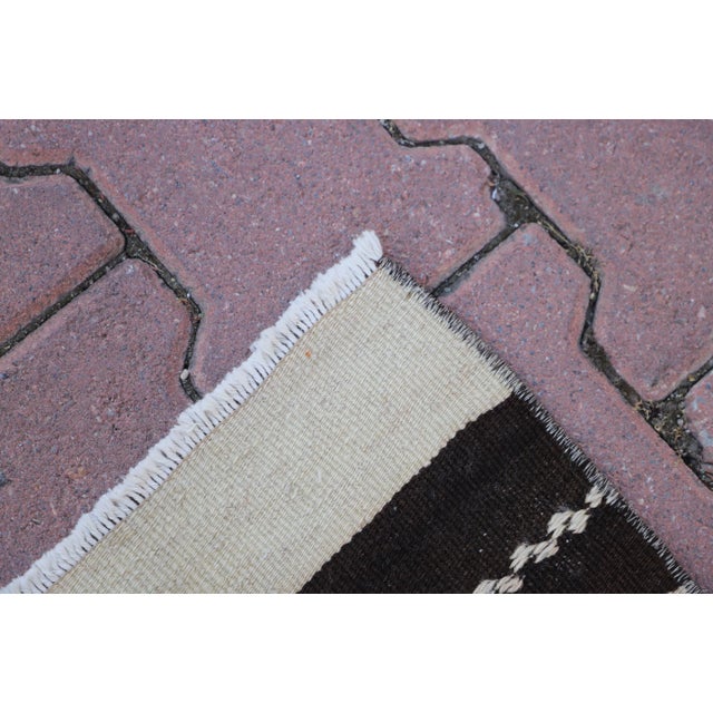 1980s Tribal White Striped Kilim Rug For Sale - Image 9 of 11