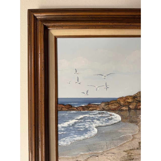 1970’s Gloria Pelkey Mixed Media Coastal Impressionist Landscape Oil Painting, Framed For Sale - Image 4 of 12