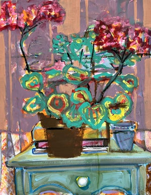 "Geranium" Floral Painting an Original Artwork by Shann Spishak