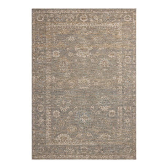 Chris Loves Julia x Loloi Louisa Lagoon / Ivory 18" x 18" Sample Rug For Sale