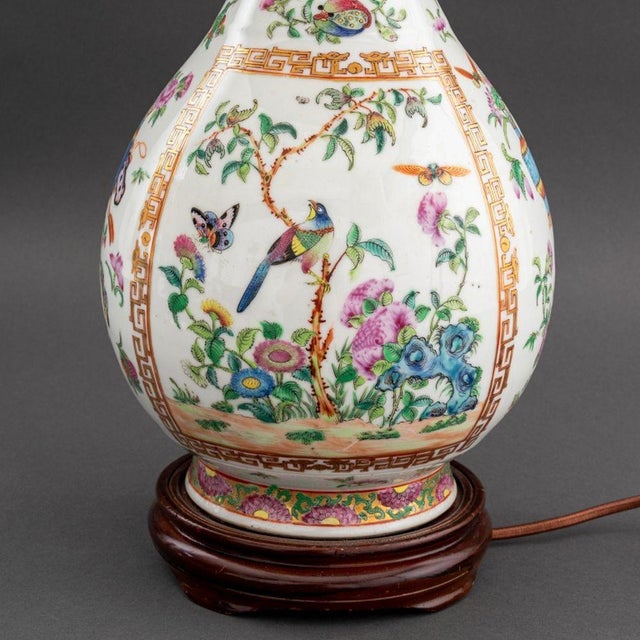 Chinese Chinese Famille Rose Porcelain Vase as Lamp For Sale - Image 3 of 6