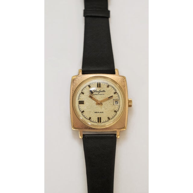 Glashütte spezimatic men's wristwatch gub gub wristwatch circa 1974. central seconds hand. clean gold-colored dial with...