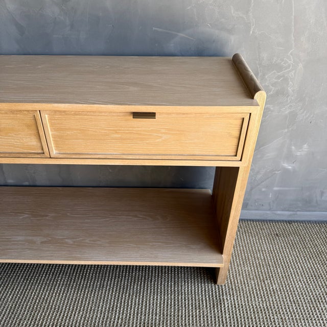 Brass Ayer White Oak Console Table With Drawers and Brass Hardware For Sale - Image 8 of 12