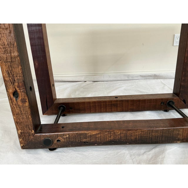 2000 - 2009 Modern Glass Top Dining Table With Rustic Solid Wood Base – Rh Style For Sale - Image 5 of 14