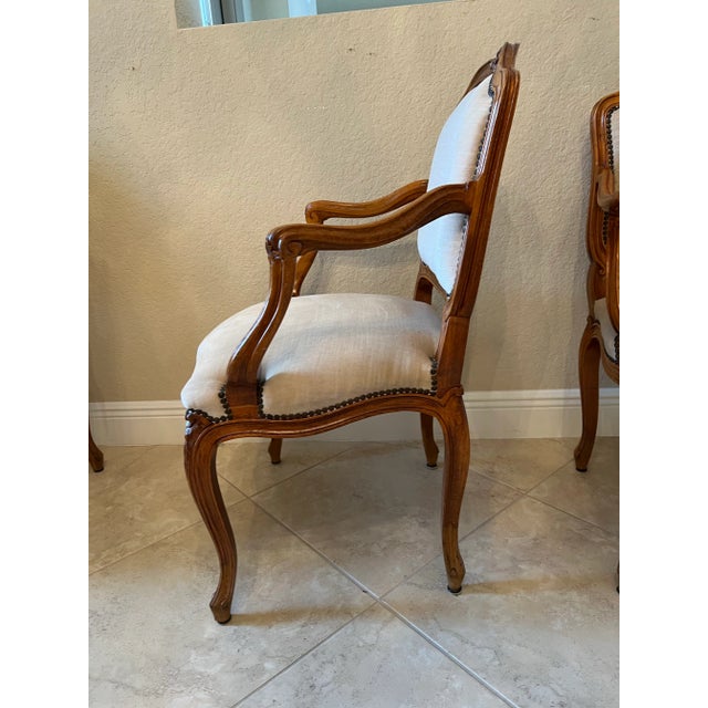 Vintage French Fauteuil Open Arm Chairs - Set of 4 For Sale In West Palm - Image 6 of 7