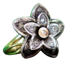 Gold and Silver Flower-Shaped Ring with Diamond Chips