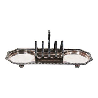 Antique English Cheltenham Epns Silverplate Toast Rack and Jam Server For Sale