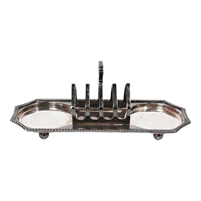 Antique English Cheltenham Epns Silverplate Toast Rack and Jam Server For Sale