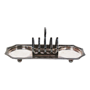 Antique English Cheltenham Epns Silverplate Toast Rack and Jam Server