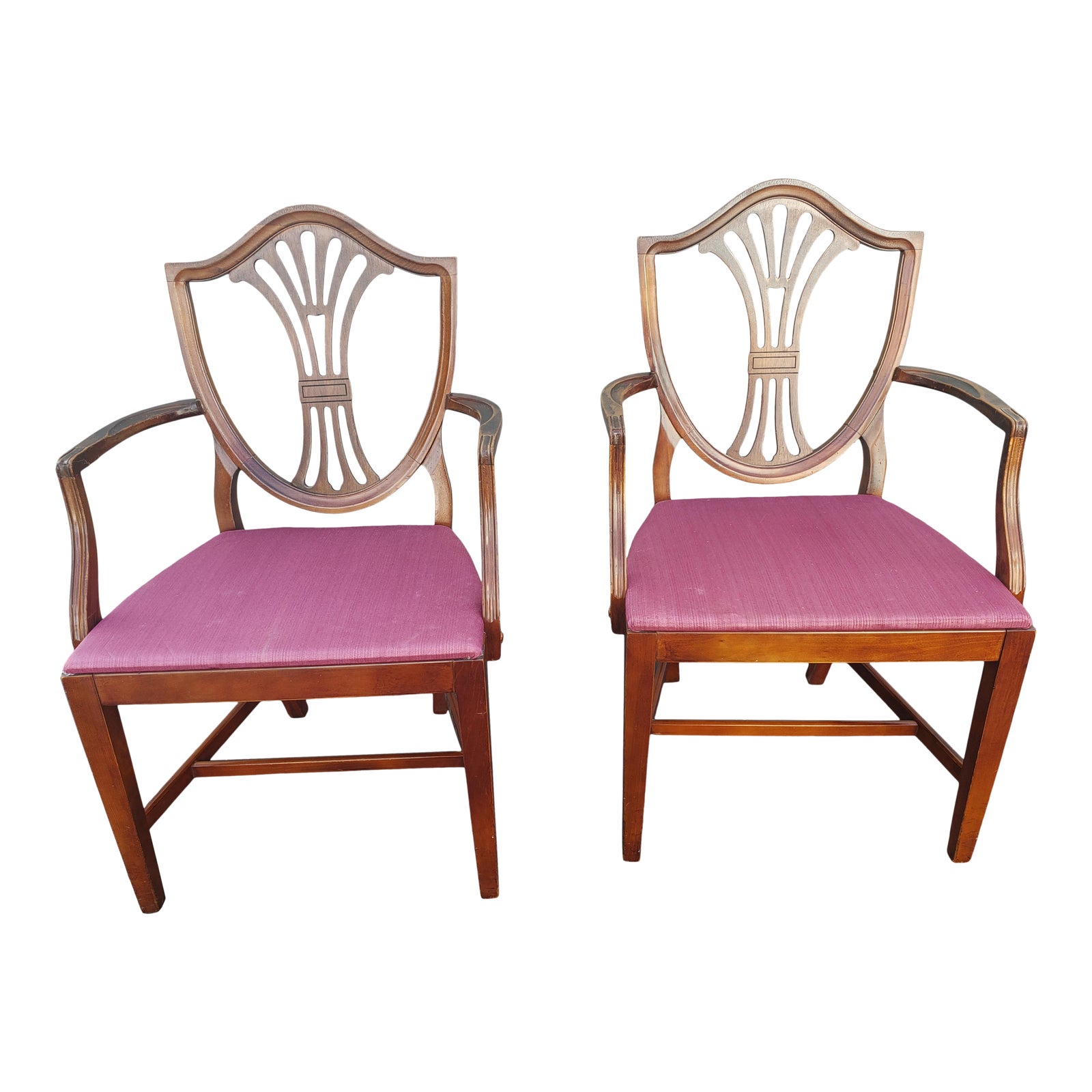 1940s Drexel Duncan Phyfe Traditional Shield Back Dining Captain Chairs