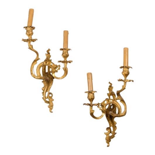 Bronze Louis XV French Style Sconces - a Pair For Sale