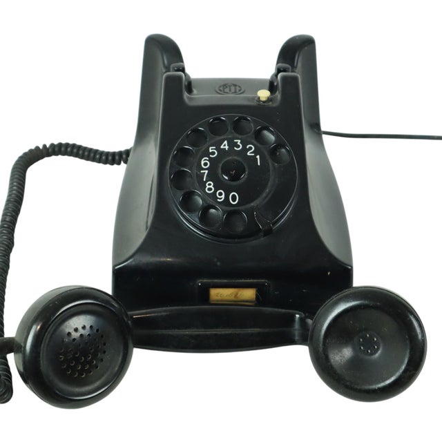 Vintage Black Bakelite Rotary Dial Telephone, 1950s For Sale - Image 4 of 11