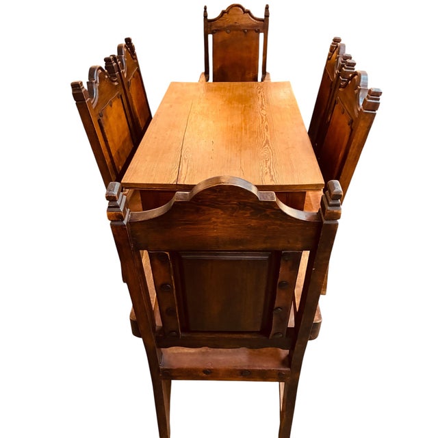 1950s Set of 6 Spanish Renaissance Revival Dining Chairs, Two Arm Chairs, Four Side Chairs For Sale - Image 15 of 15