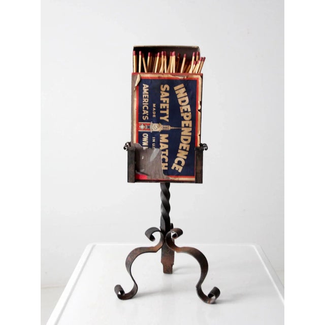 Antique Oversize Match Box and Iron Stand For Sale - Image 9 of 11