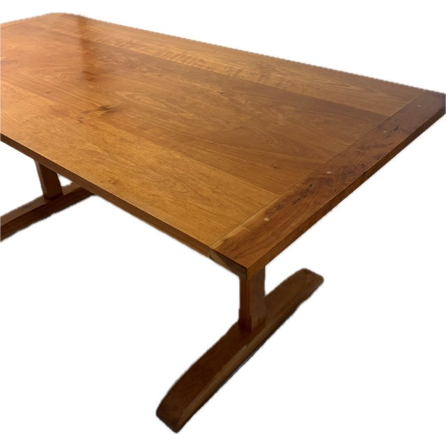 1980s Vintage Thos Moser Cherry Trestle Table For Sale - Image 5 of 10