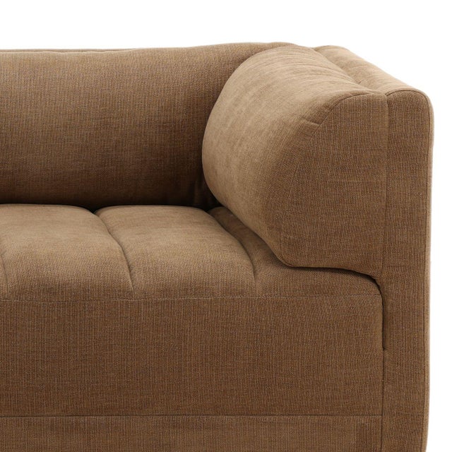 Wood Cocoa Upholstered Sofa For Sale - Image 7 of 7
